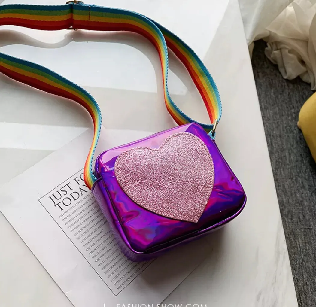 Purple Rainbow Heart Crossbody