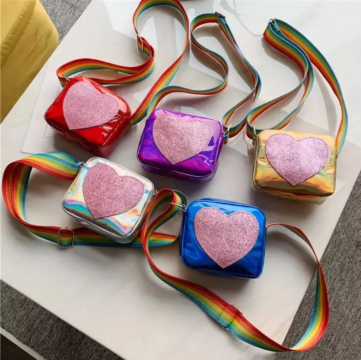 Purple Rainbow Heart Crossbody