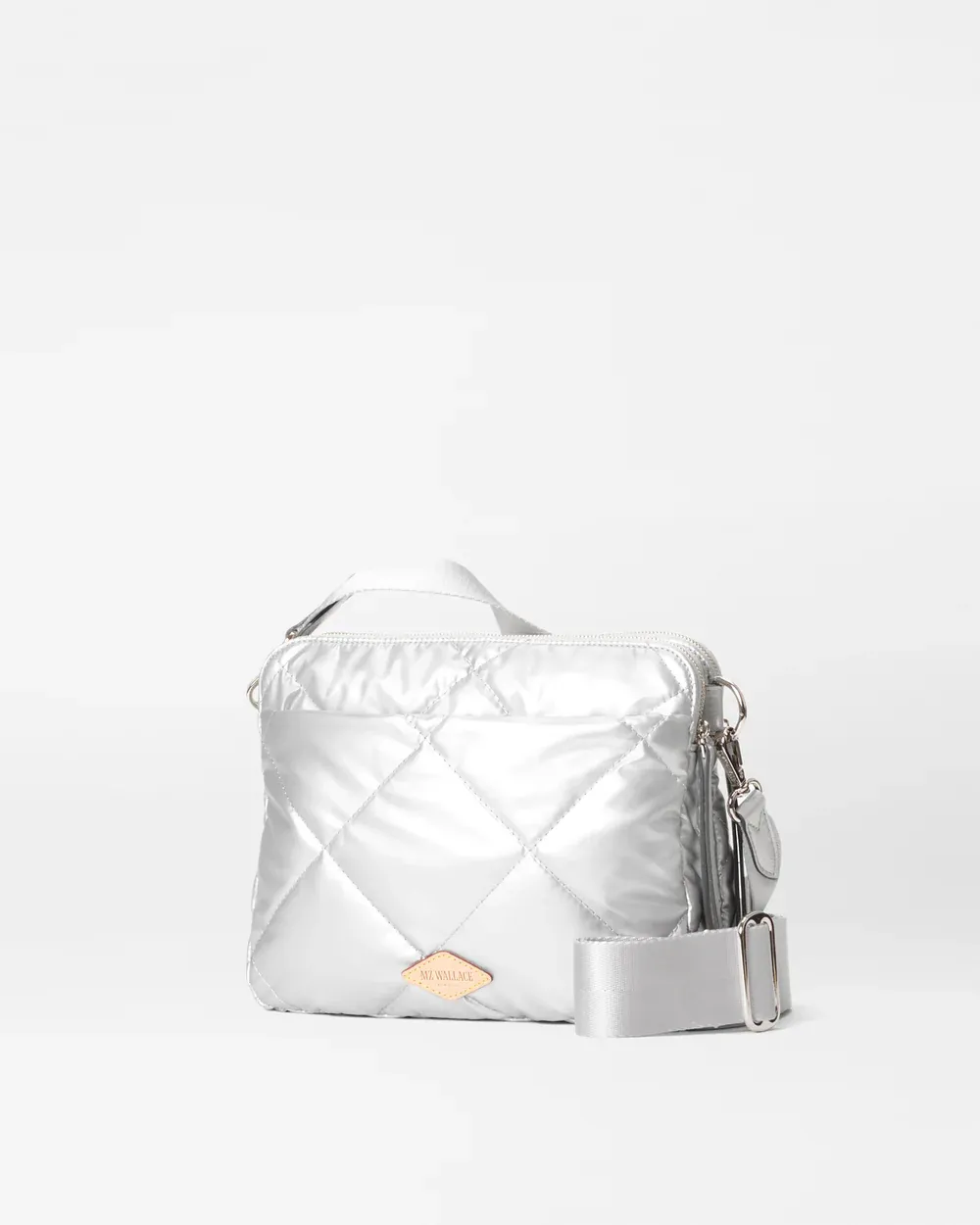 Quilted Madison Crossbody | Matte Silver