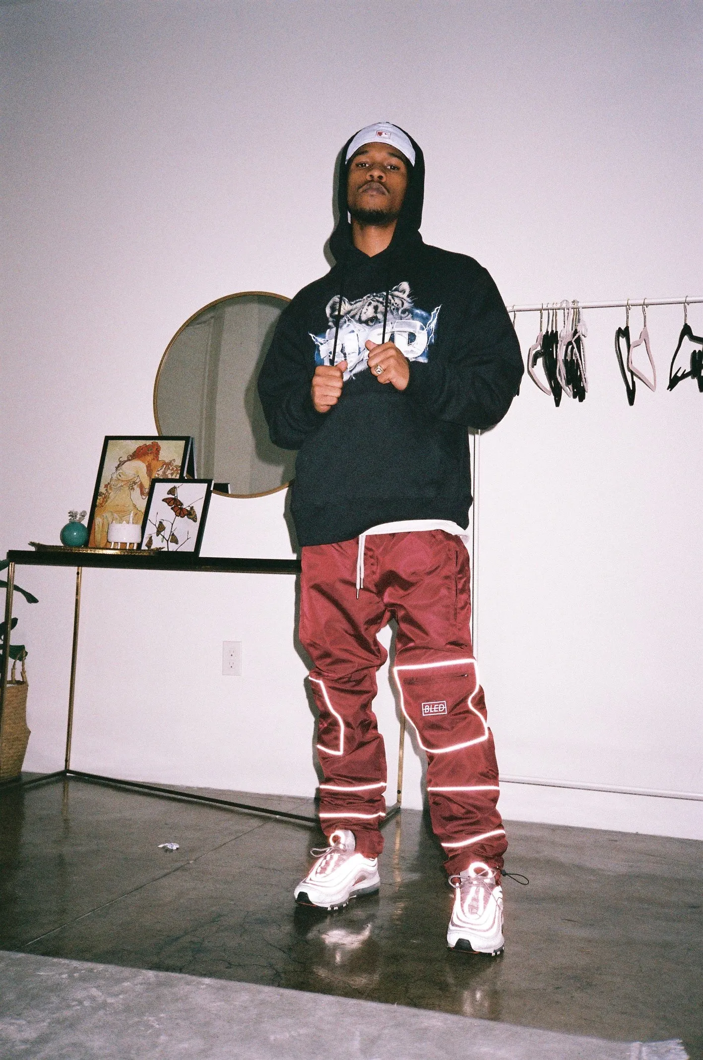 Reflective Nylon Pant - Burgundy