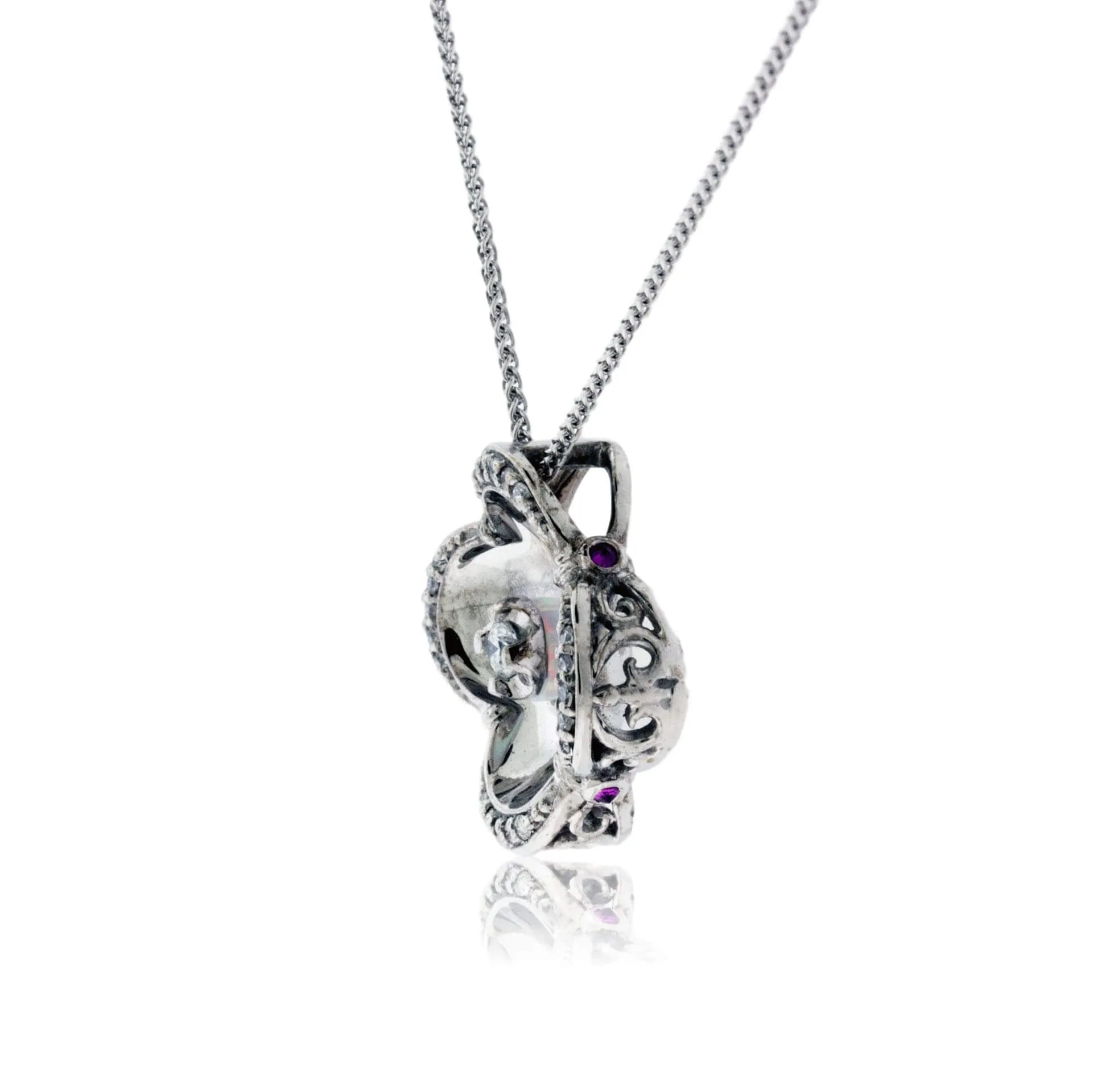 Reflective Opal Pendant with Diamond