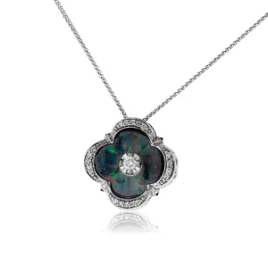 Reflective Opal Pendant with Diamond