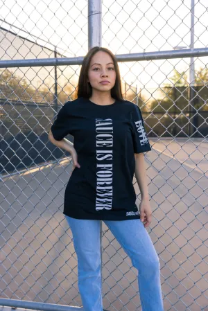 Reflective Sauce Is Forever (Vertical Big) | Black Tee (LOVE Sleeve)