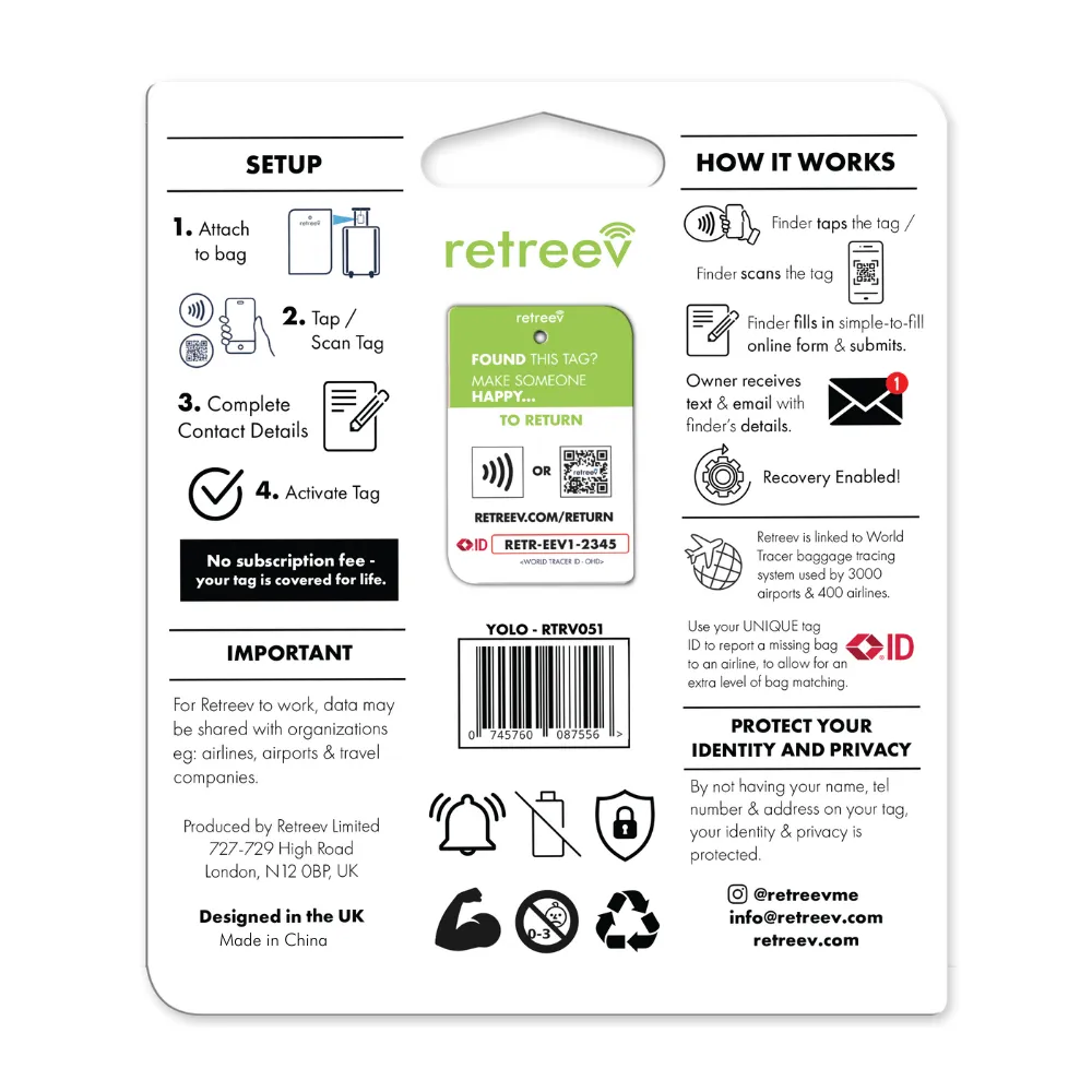 Retreev Smart Tag - Yolo