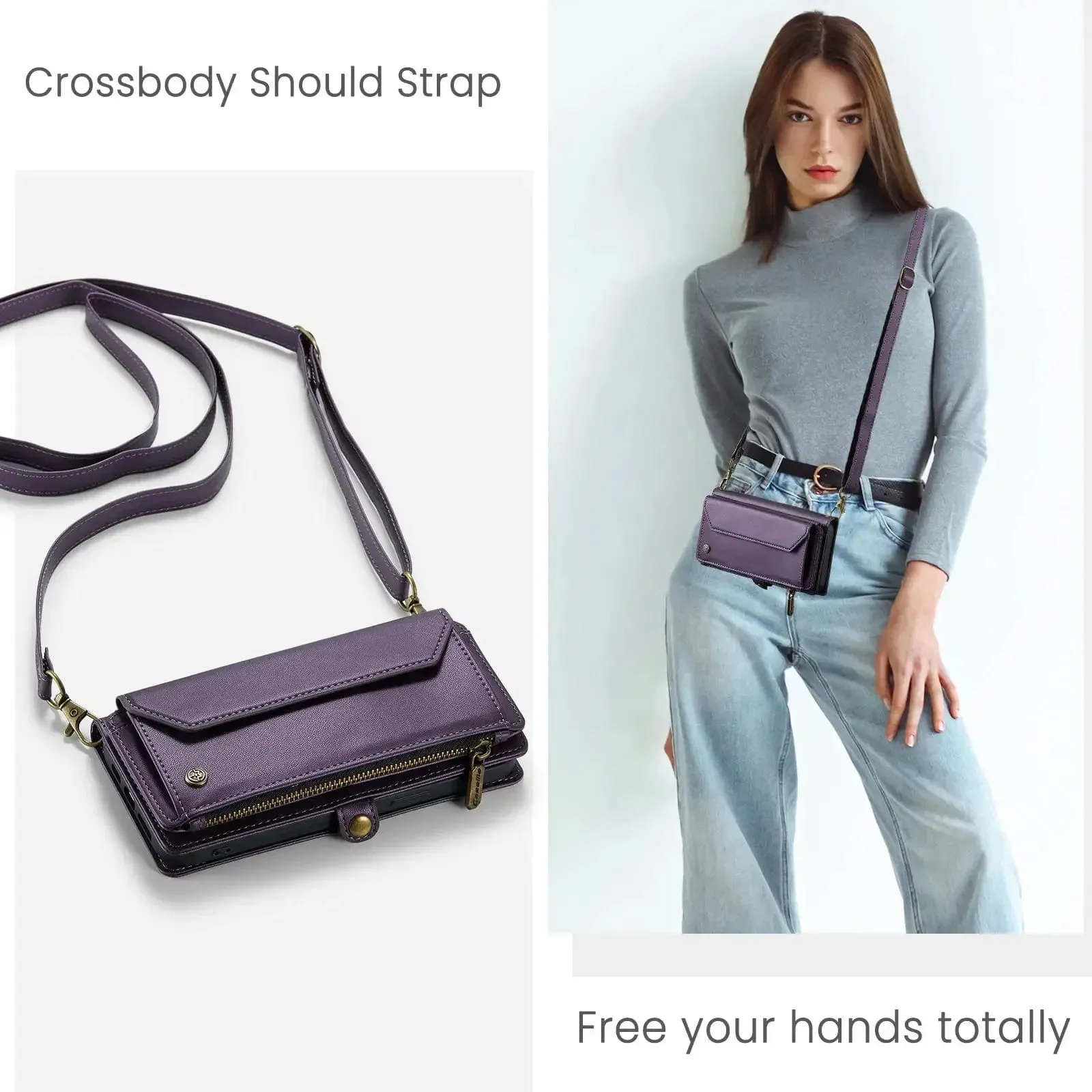 RFID Crossbody Leather Wallet Phone Case