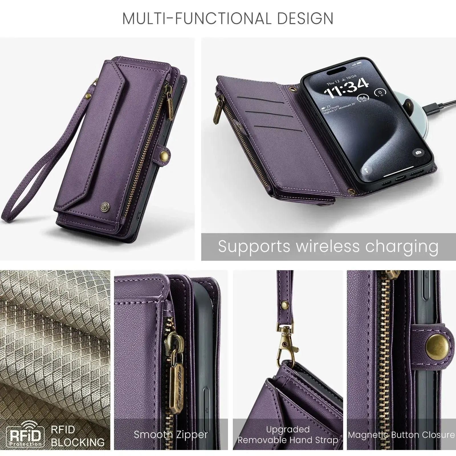 RFID Crossbody Leather Wallet Phone Case