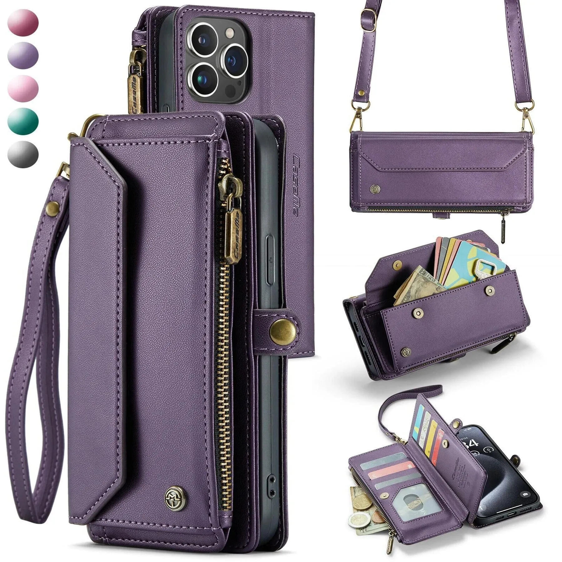 RFID Crossbody Leather Wallet Phone Case