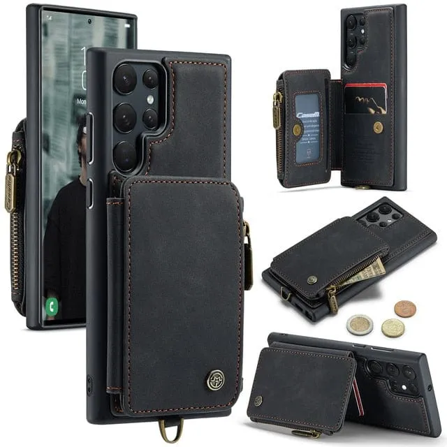 RFID Leather Wallet Case For Samsung