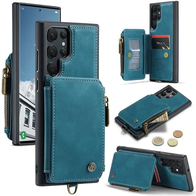 RFID Leather Wallet Case For Samsung