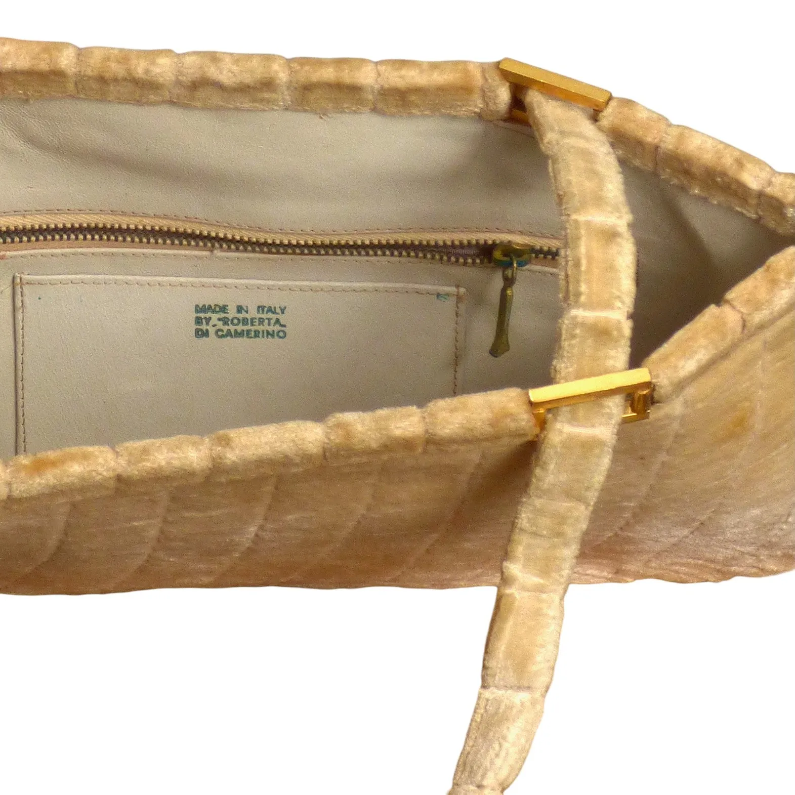 ROBERTA DI CAMERINO- 1970s Ivory Velvet Purse