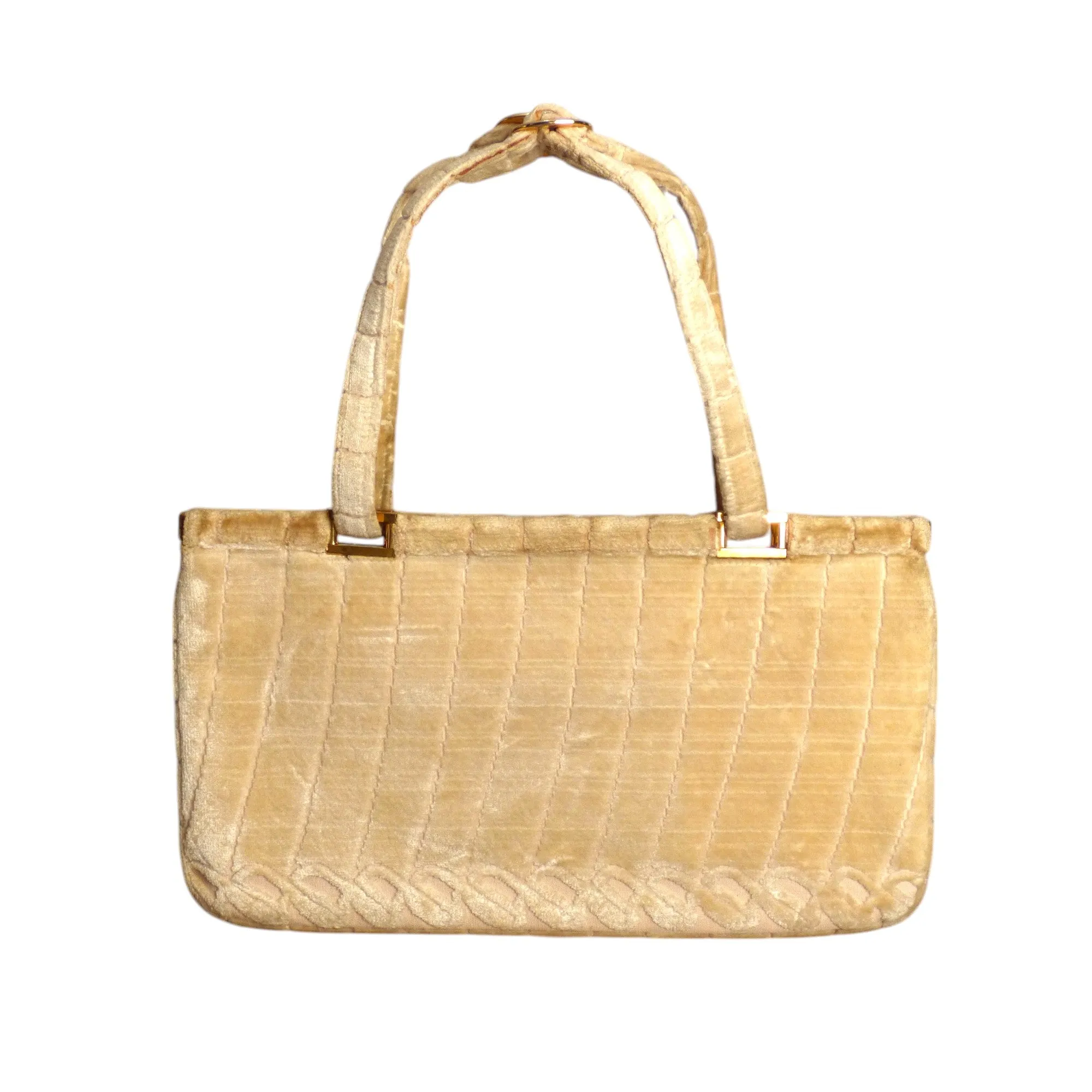 ROBERTA DI CAMERINO- 1970s Ivory Velvet Purse
