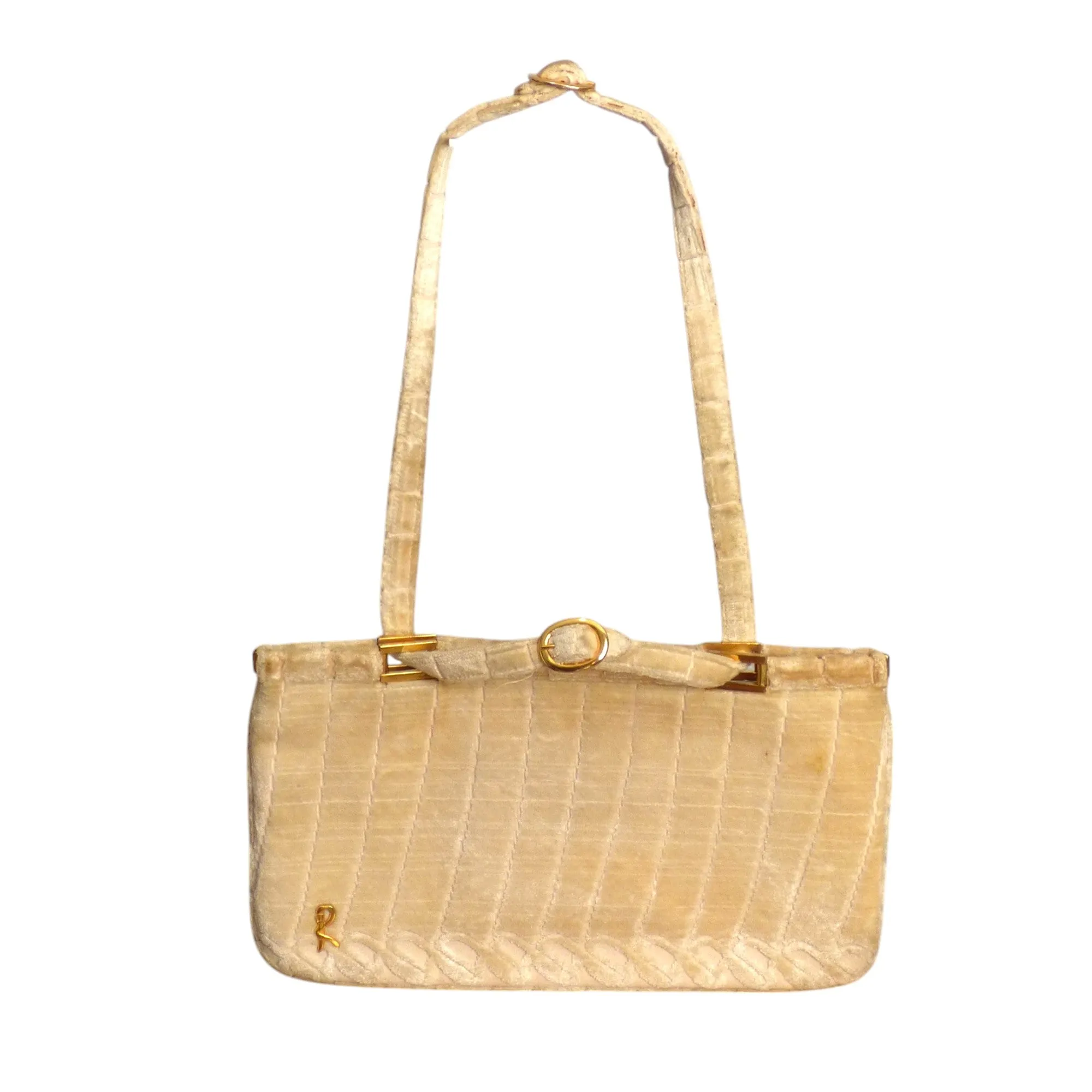ROBERTA DI CAMERINO- 1970s Ivory Velvet Purse