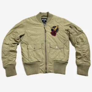 Rocawear Y2K Beige Khaki Logo Eagle Patch Crop Bomber Jacket S