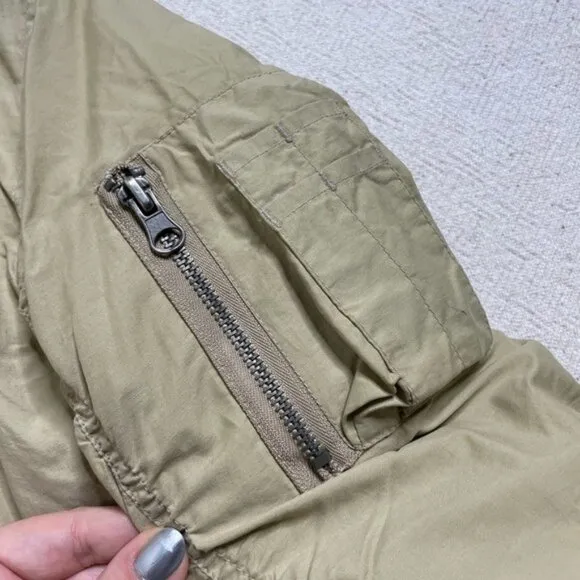 Rocawear Y2K Beige Khaki Logo Eagle Patch Crop Bomber Jacket S