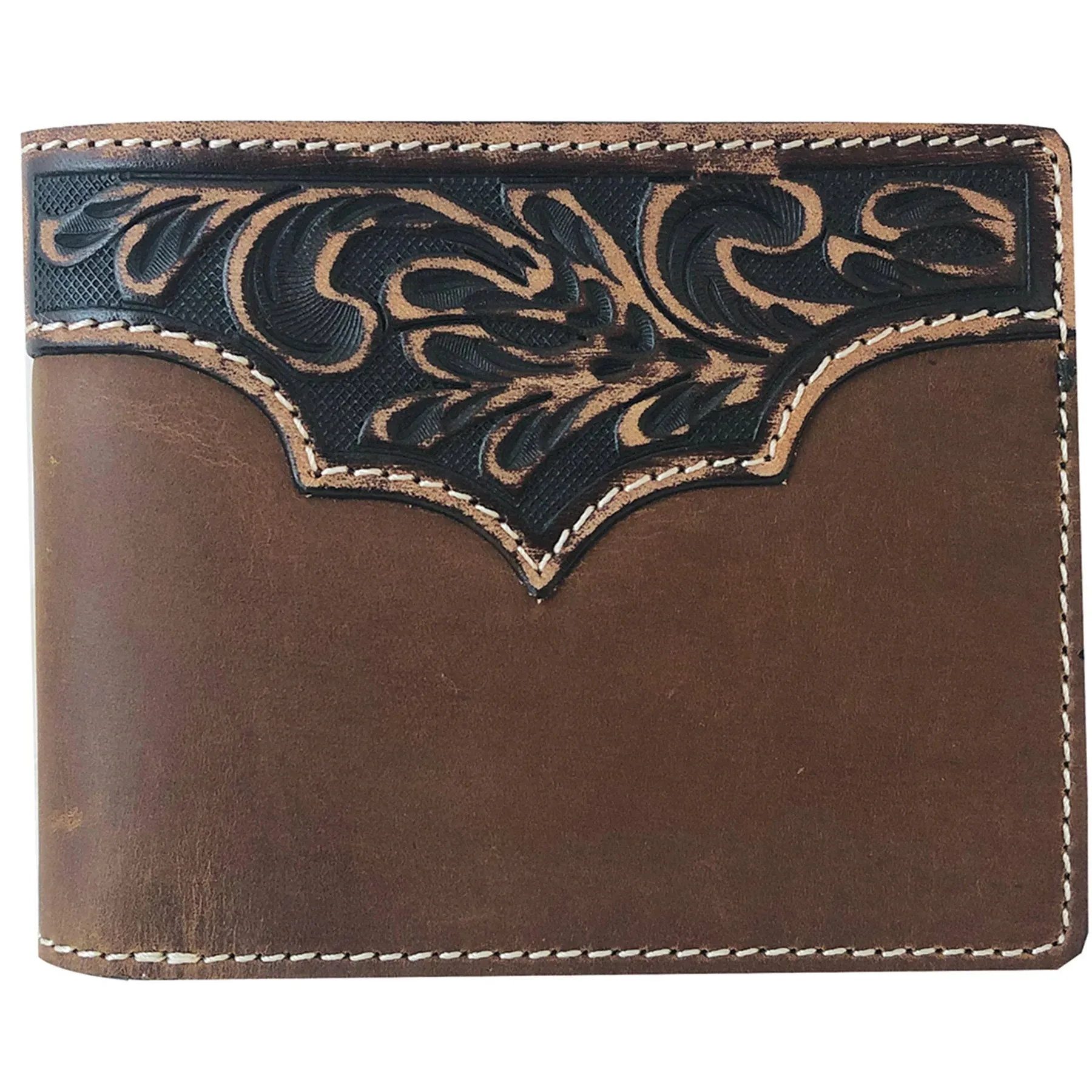 Roper Wallet Bi Fold Tooled Yoke Tan
