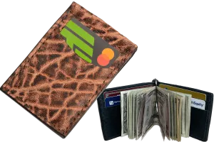 Rustic Brown Elephant Bifold Slim Profile Wallet With Money Clip