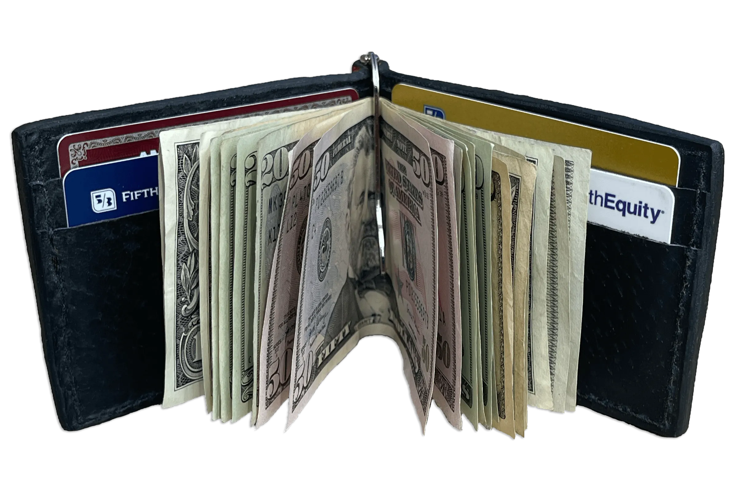 Rustic Brown Elephant Bifold Slim Profile Wallet With Money Clip