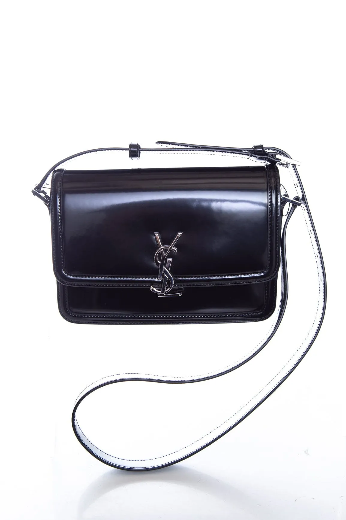 Saint Laurent Black Solferino Medium Logo-Leather Shoulder Bag