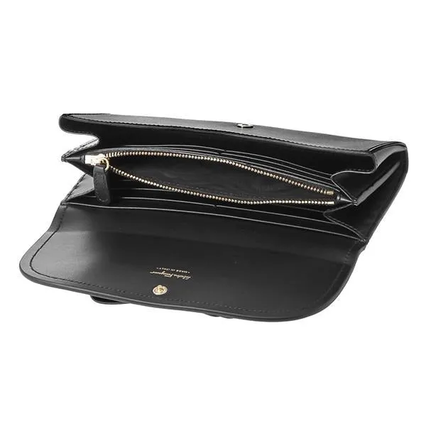 Salvatore Ferragamo Vara Bow Portfolio Continental Flap Wallet in Black