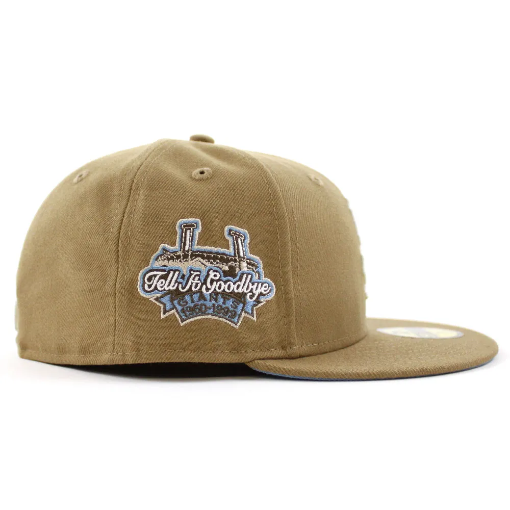 San Francisco Giants 1960-99 TELL IT GOODBYE New Era 59Fifty Fitted Hat (GITD Khaki Sky Blue Under Brim)