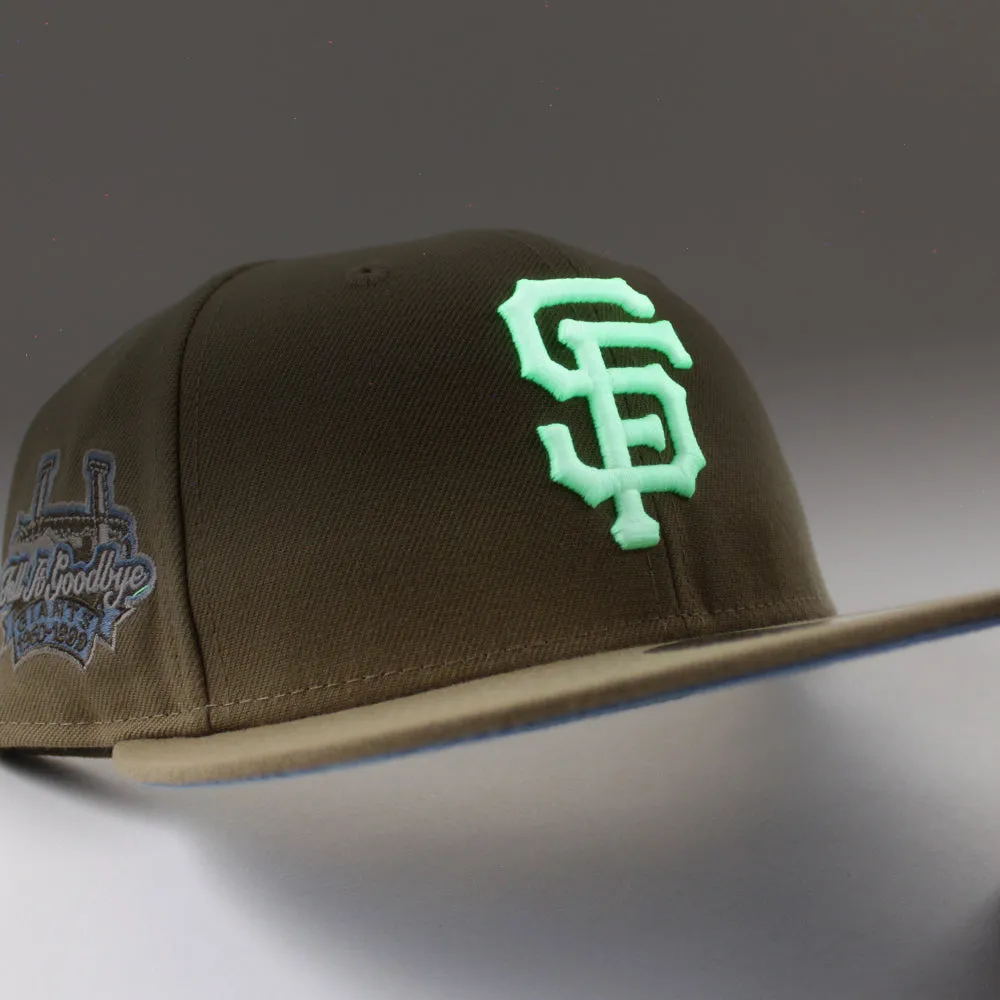 San Francisco Giants 1960-99 TELL IT GOODBYE New Era 59Fifty Fitted Hat (GITD Khaki Sky Blue Under Brim)
