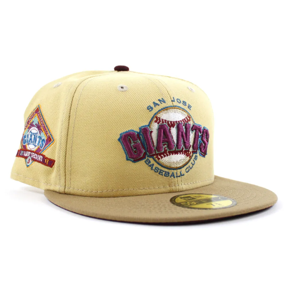 SAN JOSE GIANTS 30th SEASONS New Era 59Fifty Fitted Hat (Glow in the Dark VEGAS GOLD MAROON KHAKI Under Brim)