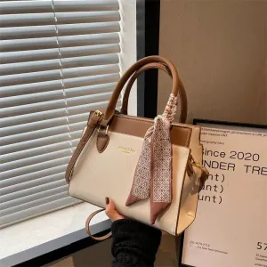 Scarf Accent Handle Shoulder Bag