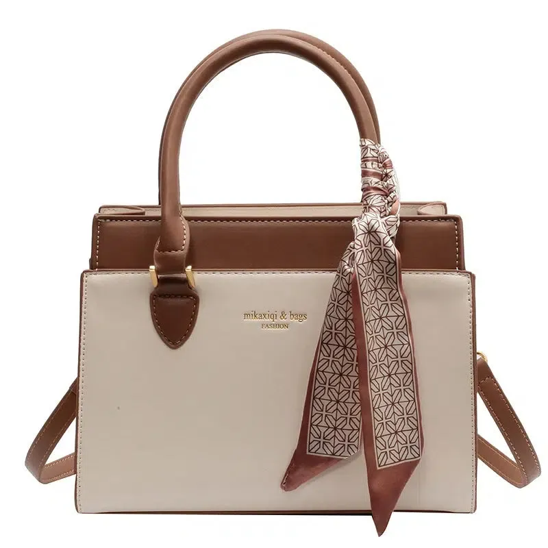 Scarf Accent Handle Shoulder Bag