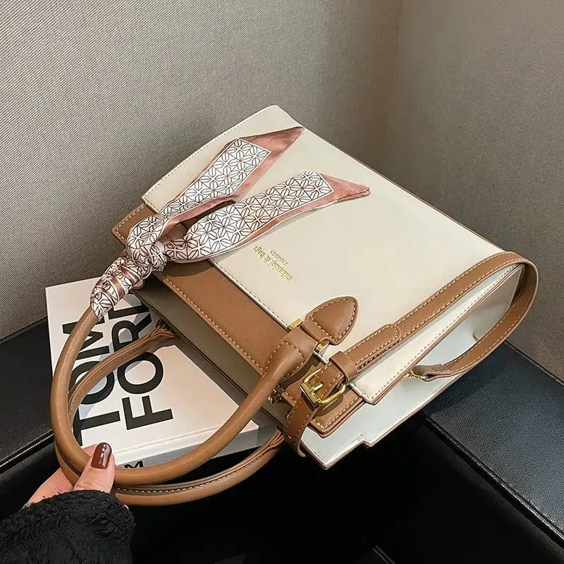 Scarf Accent Handle Shoulder Bag