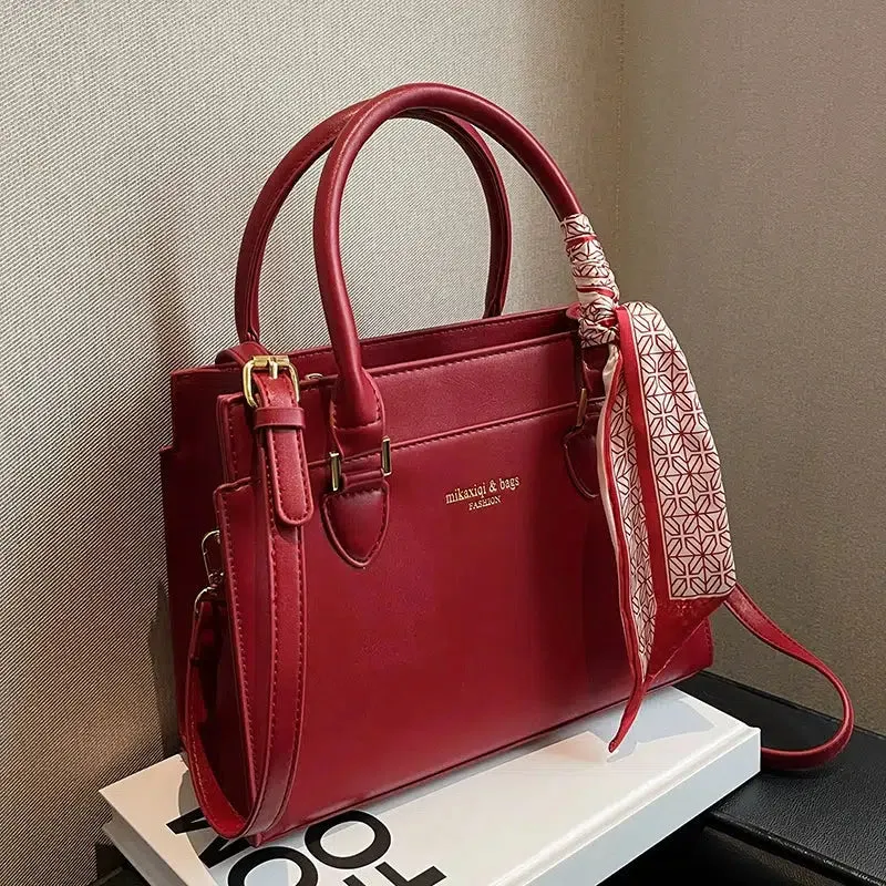 Scarf Accent Handle Shoulder Bag