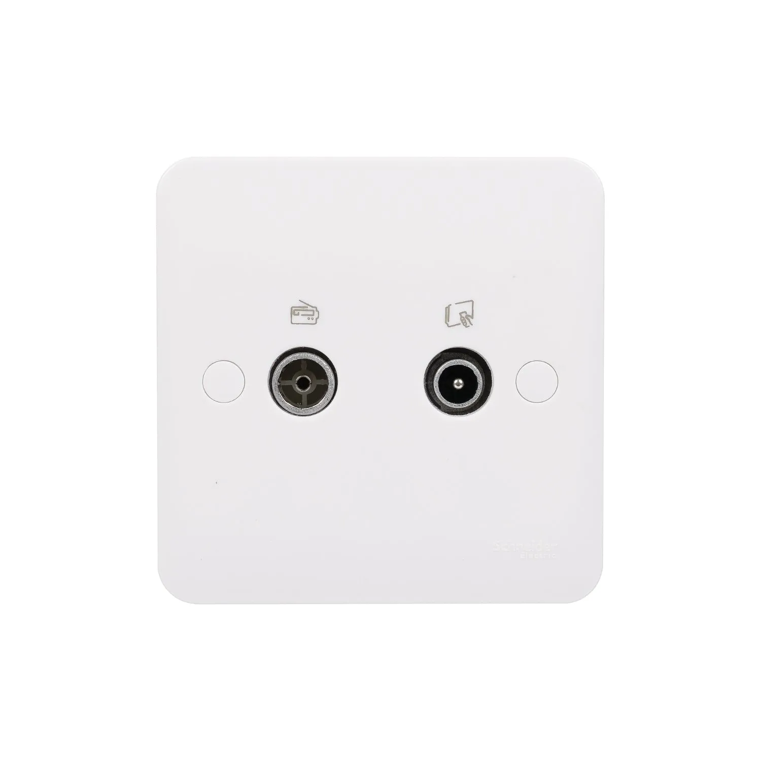 Schneider Electric GGBL7020S Lisse White Moulded Twin TV/FM Co-Axial Socket Outlet (Display Packaged)