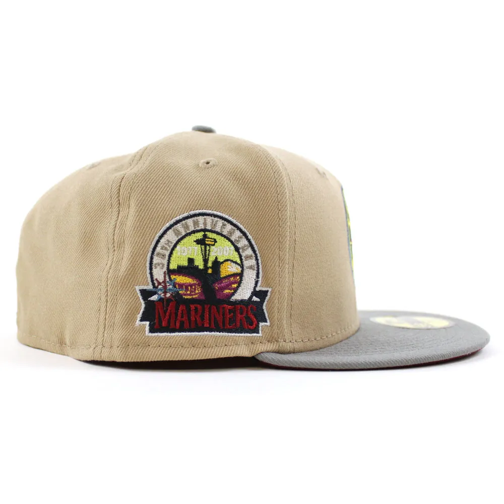 Seattle Mariners 30TH Anniversary New Era 59Fifty Fitted Hat (GITD CAMEL MISTY MORNING CARDINAL Under Brim)