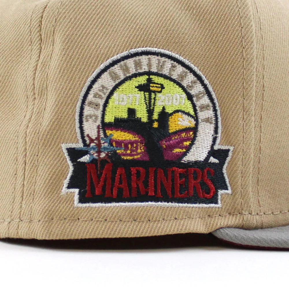 Seattle Mariners 30TH Anniversary New Era 59Fifty Fitted Hat (GITD CAMEL MISTY MORNING CARDINAL Under Brim)
