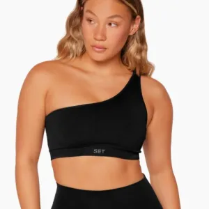 SET ACTIVE SCULPTFLEX POWER ONE SHOULDER BRA in Onyx Black XS $52