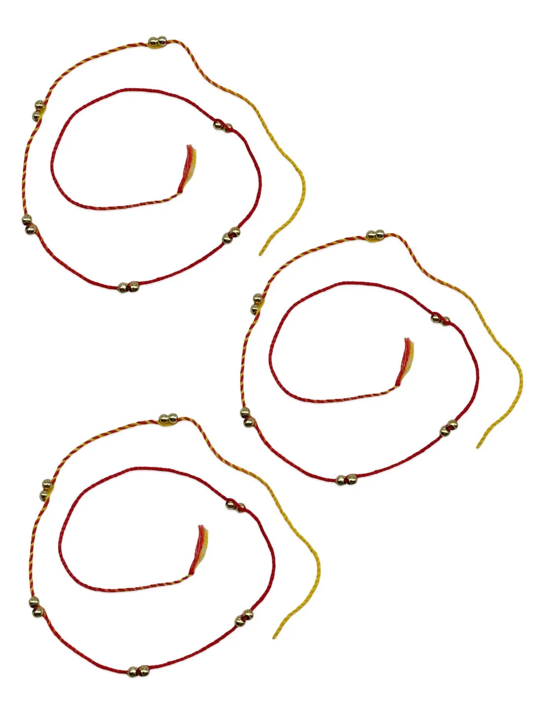 (Set of 3) Golden Simple Mauli Rakhi