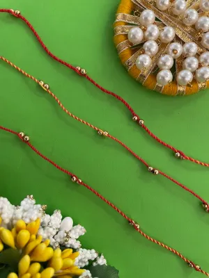 (Set of 3) Golden Simple Mauli Rakhi