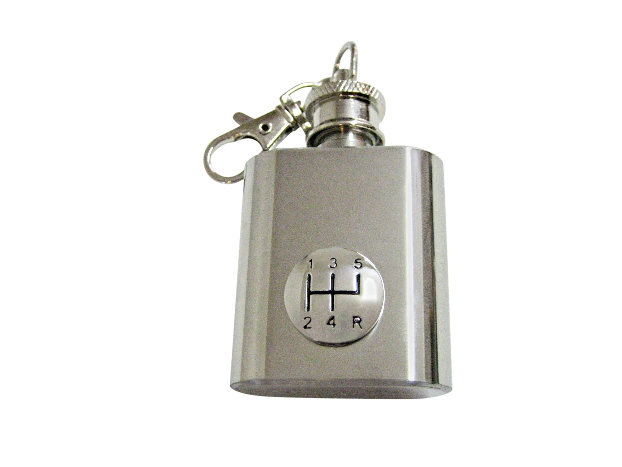 Shiny Gear Shift 1 Oz. Stainless Steel Key Chain Flask