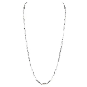 SHINY SILVER METAL BEADS LONG NECKLACE  #SC31557_RHOD (CE2)