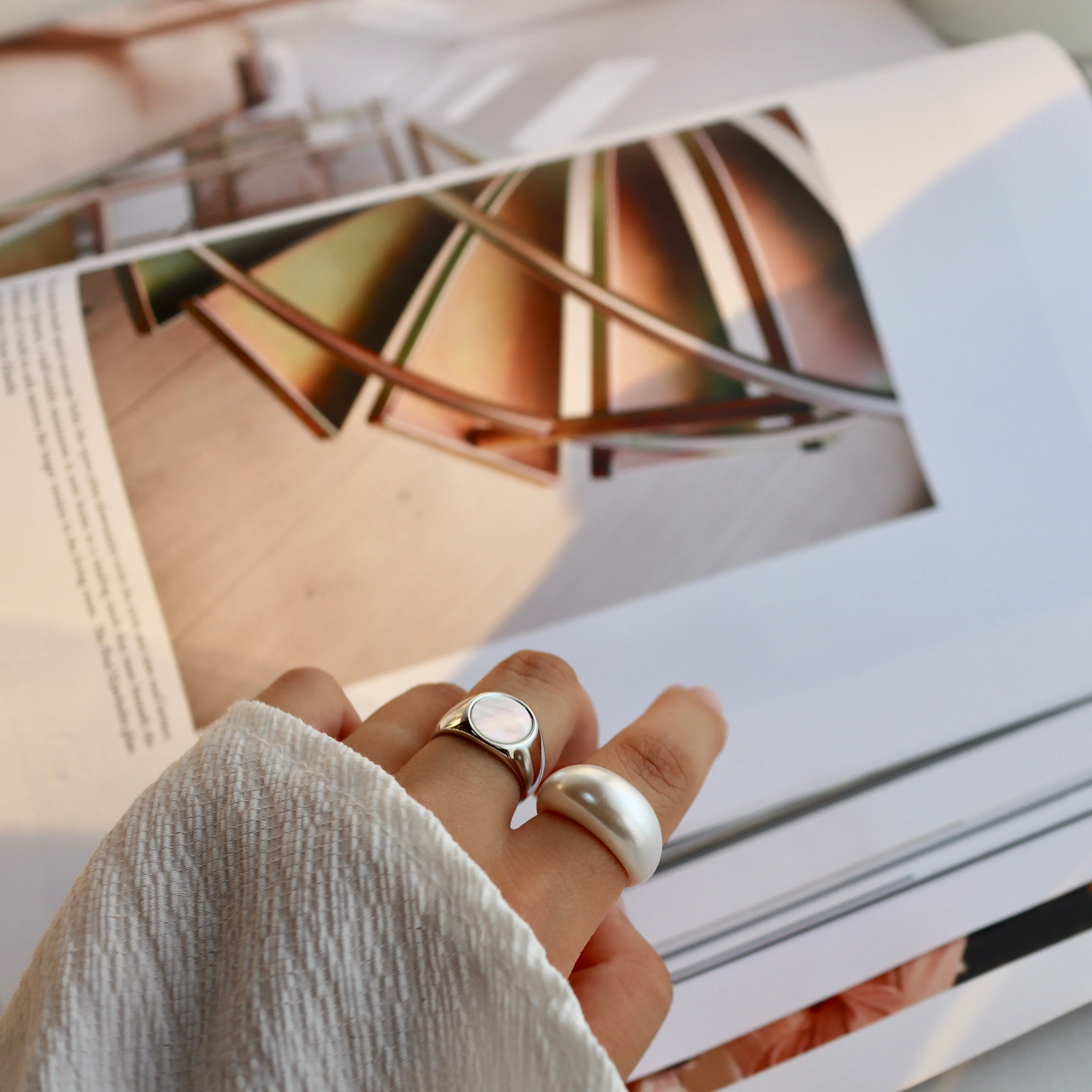 shiny white acryl ring