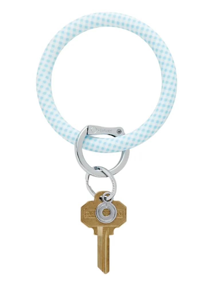 Silicone Big O® Key Ring - Gingham Sweet Carolina Blue