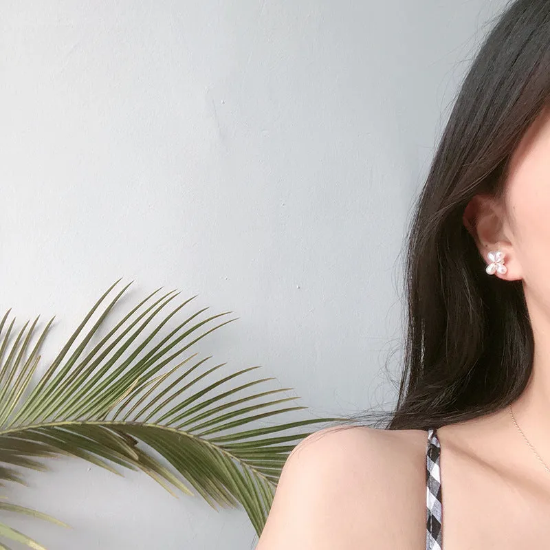 Simple and lovely super fairy flower Pearl Earrings