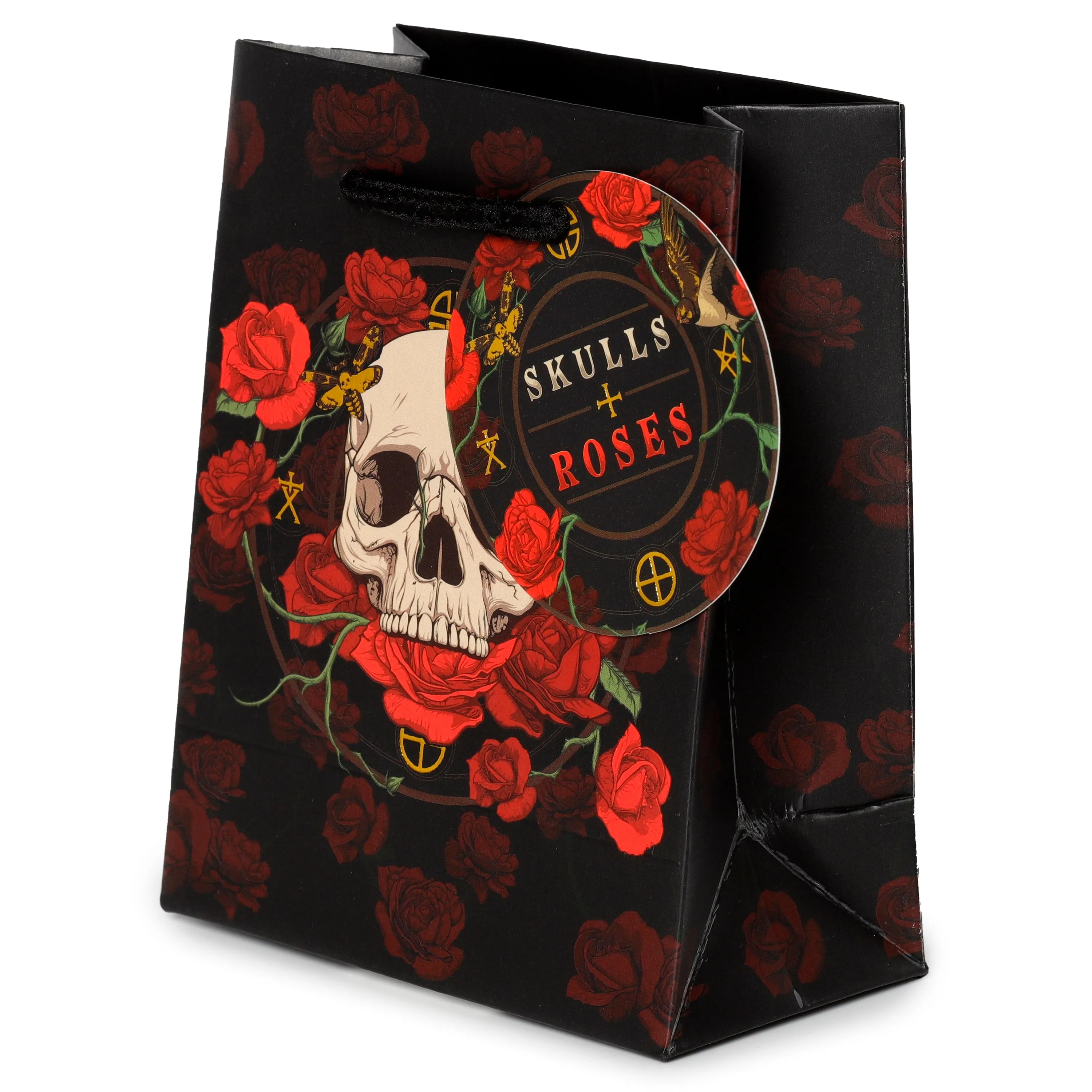 Skulls and Roses Red Roses Small Gift Bag