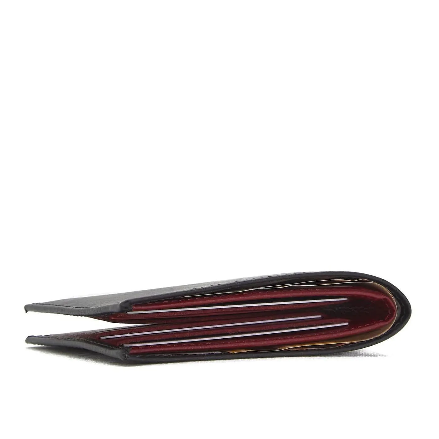 Slim Bifold Vegan Leather Wallet | Black & Red