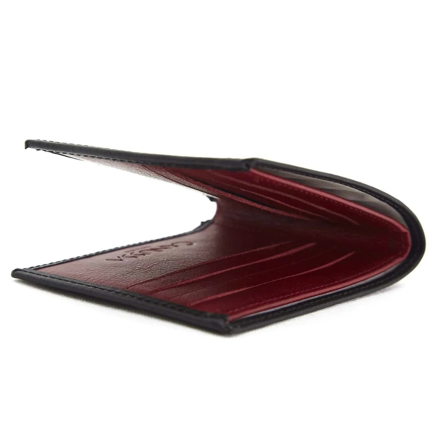 Slim Bifold Vegan Leather Wallet | Black & Red