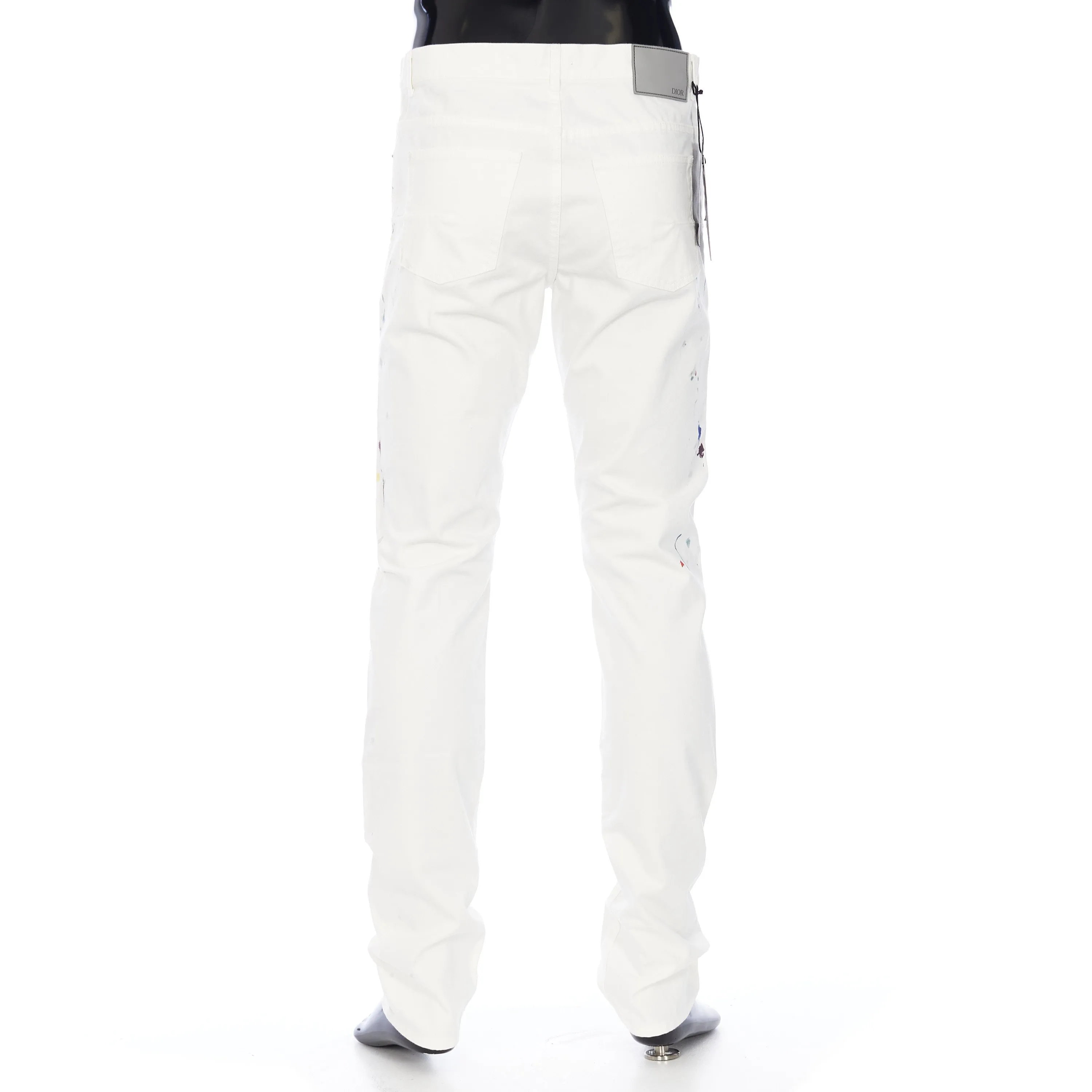 Slimfit Jeans In White Cotton Denim with Paint Print