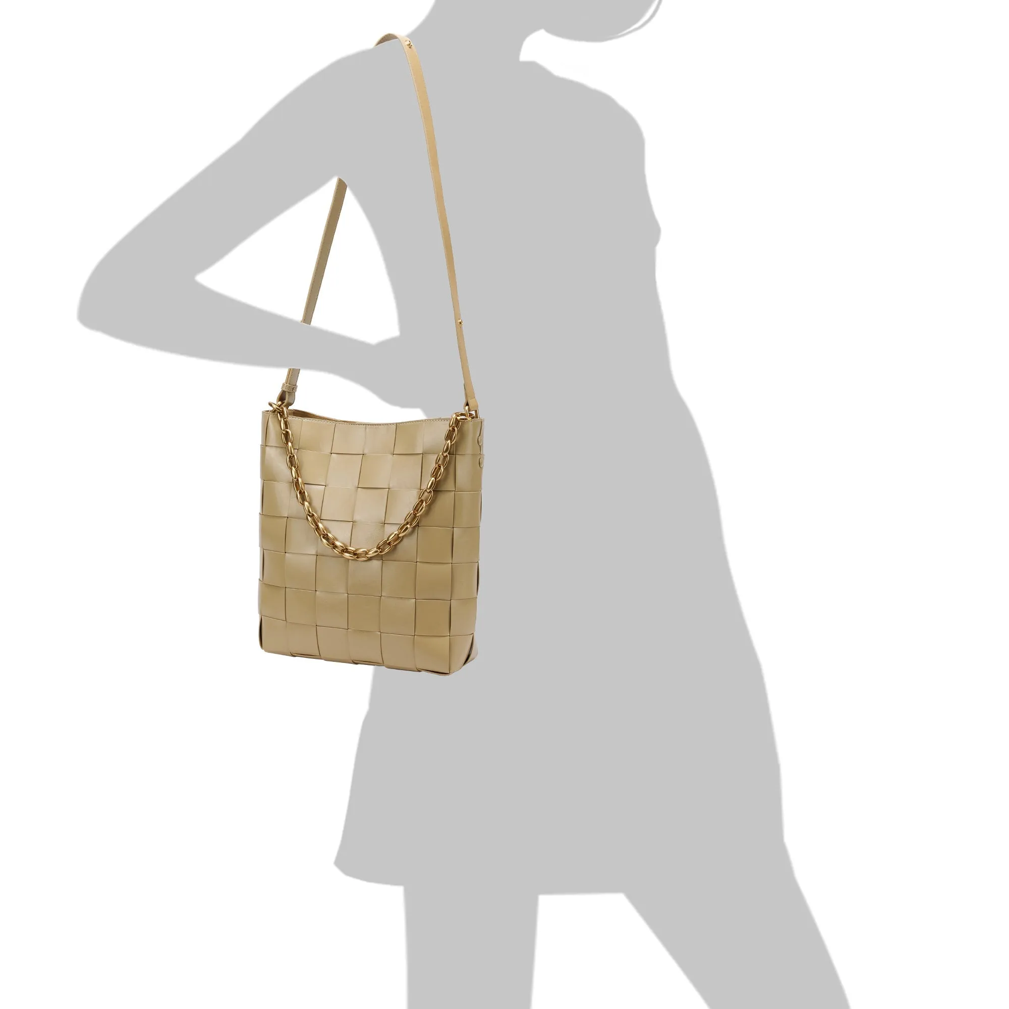 Smooth Woven Leather Shoulder Bag