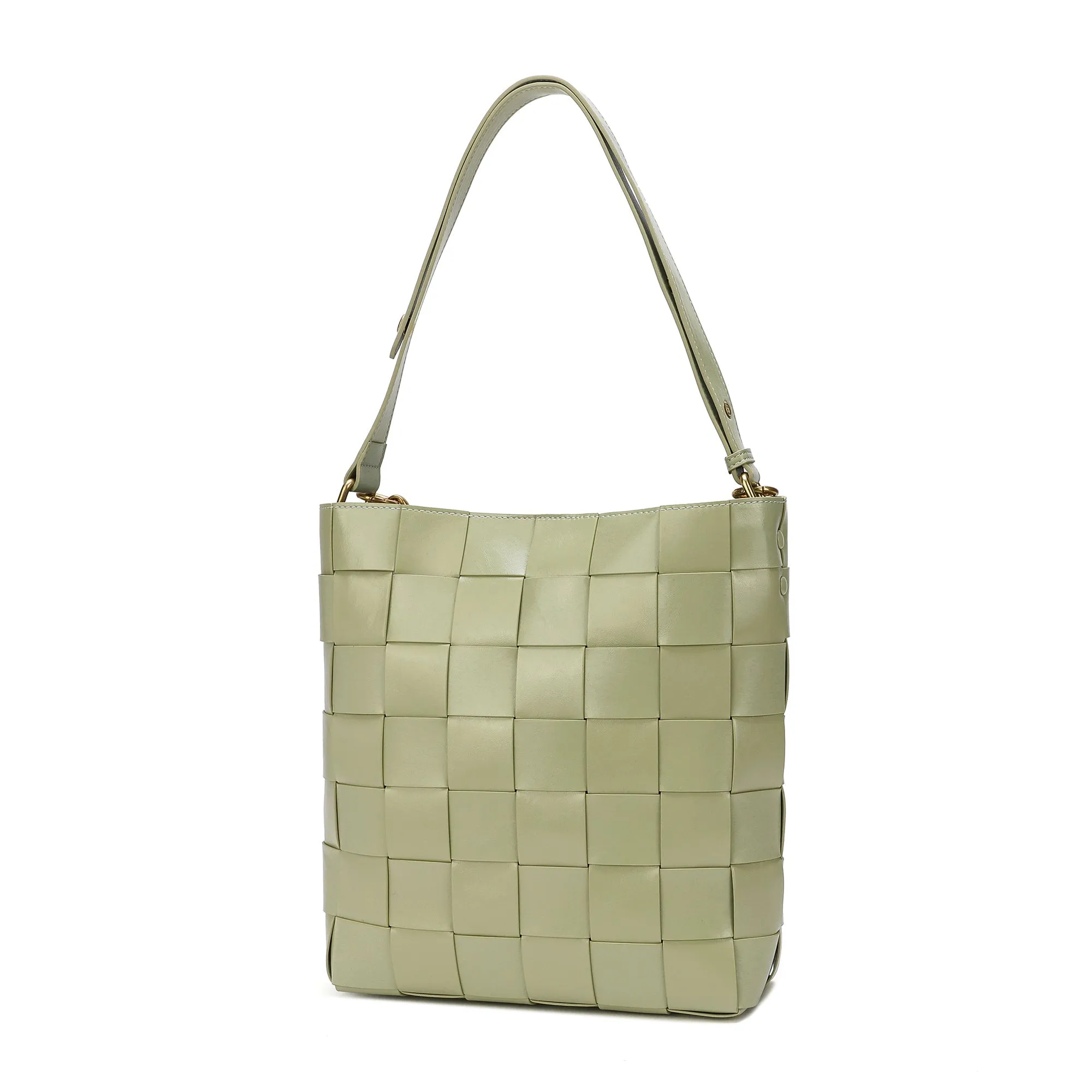 Smooth Woven Leather Shoulder Bag