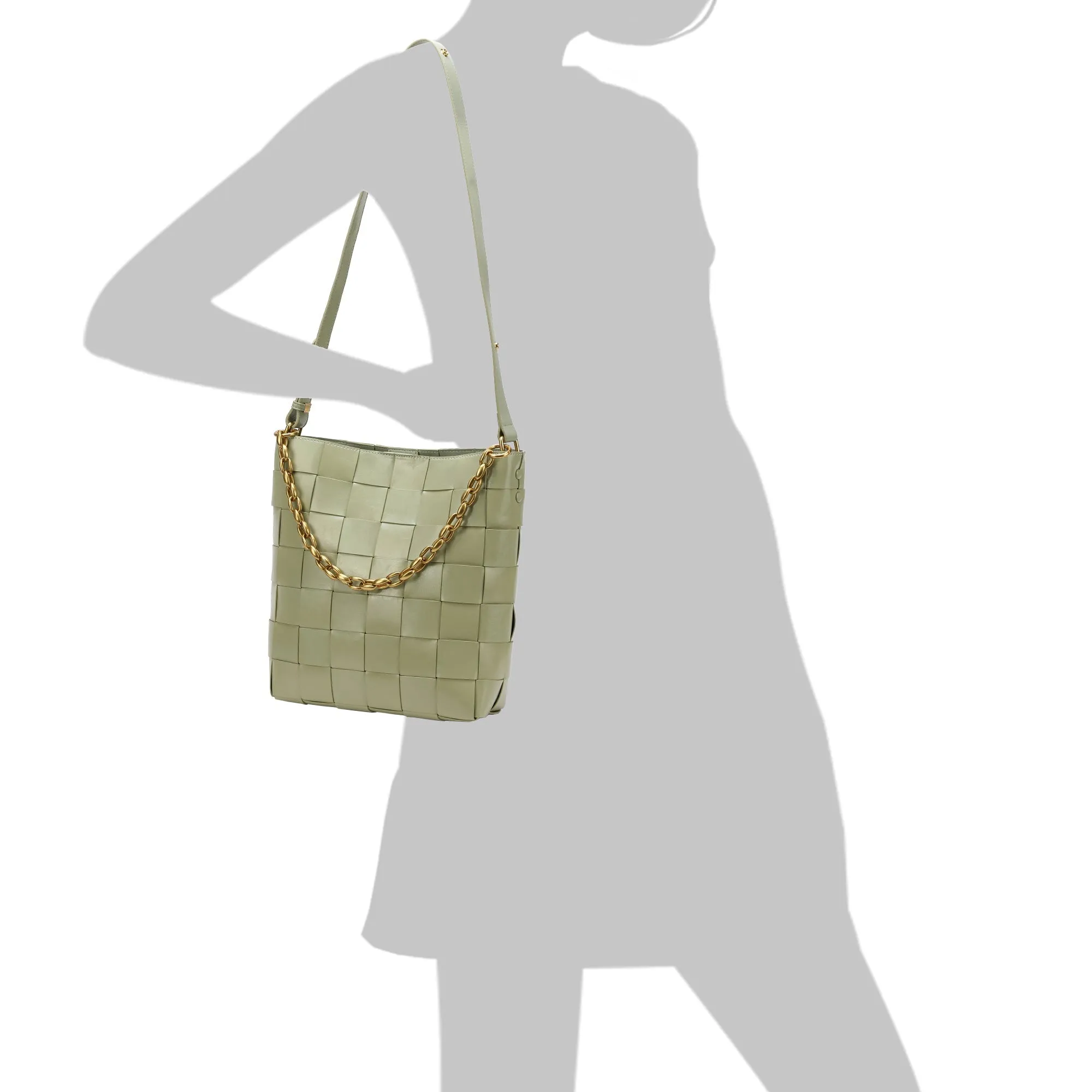 Smooth Woven Leather Shoulder Bag