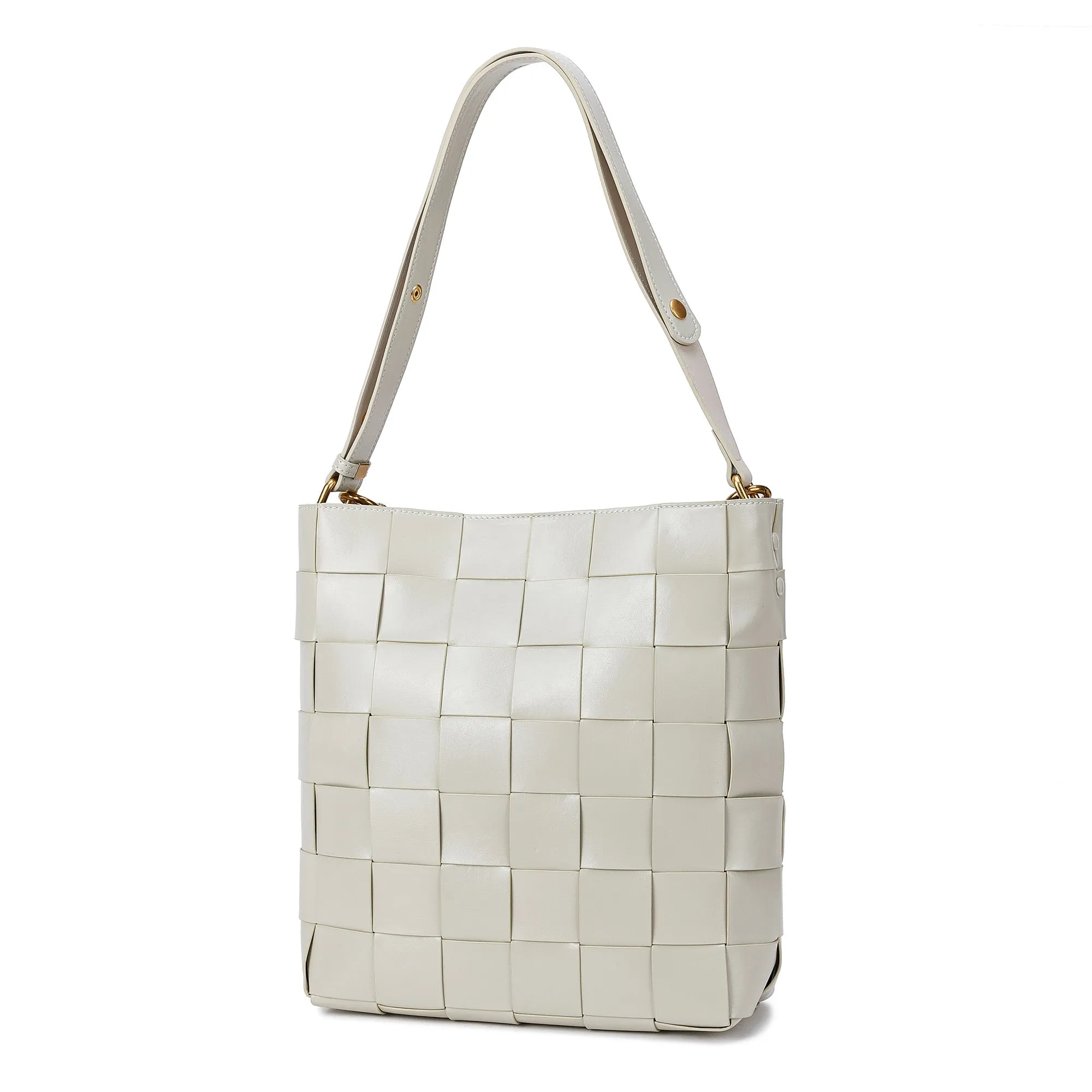 Smooth Woven Leather Shoulder Bag