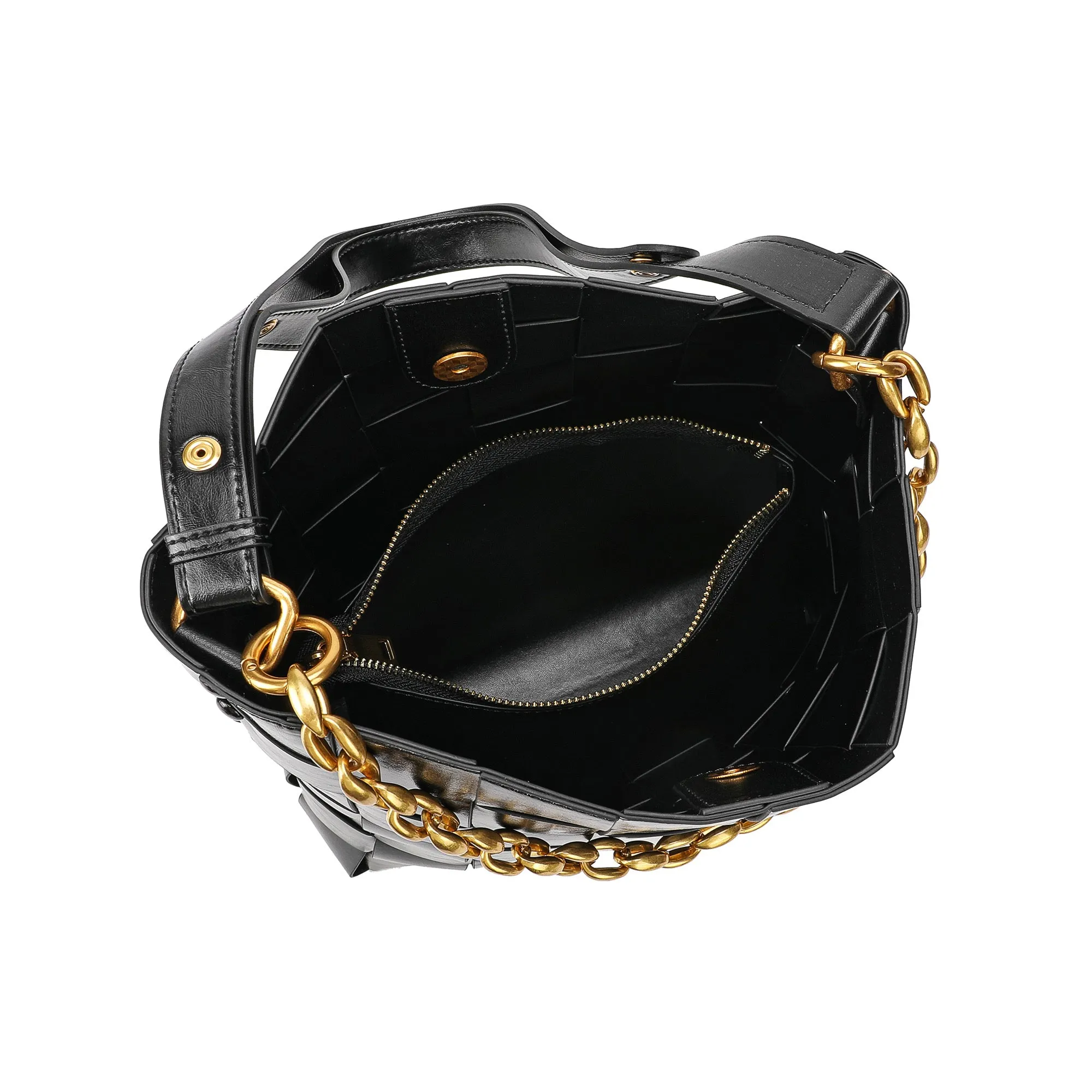 Smooth Woven Leather Shoulder Bag